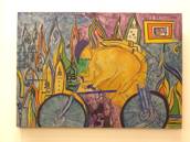 "Paseo por la ciudad", óleo sobre lienzo con texturas, 60 x 80 cm. Novais, 2012.